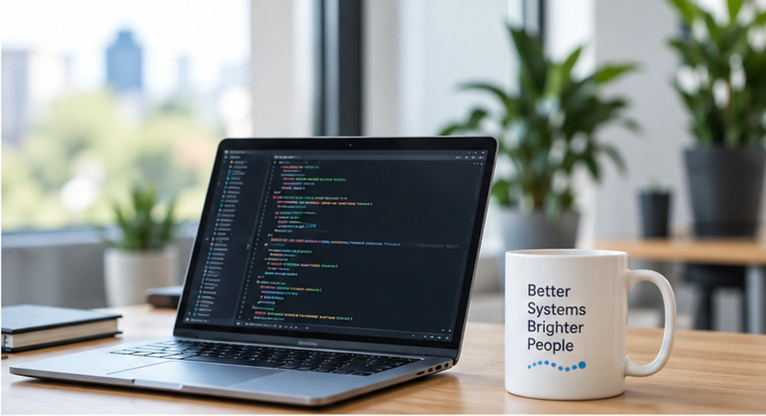Developer writing code on a laptop