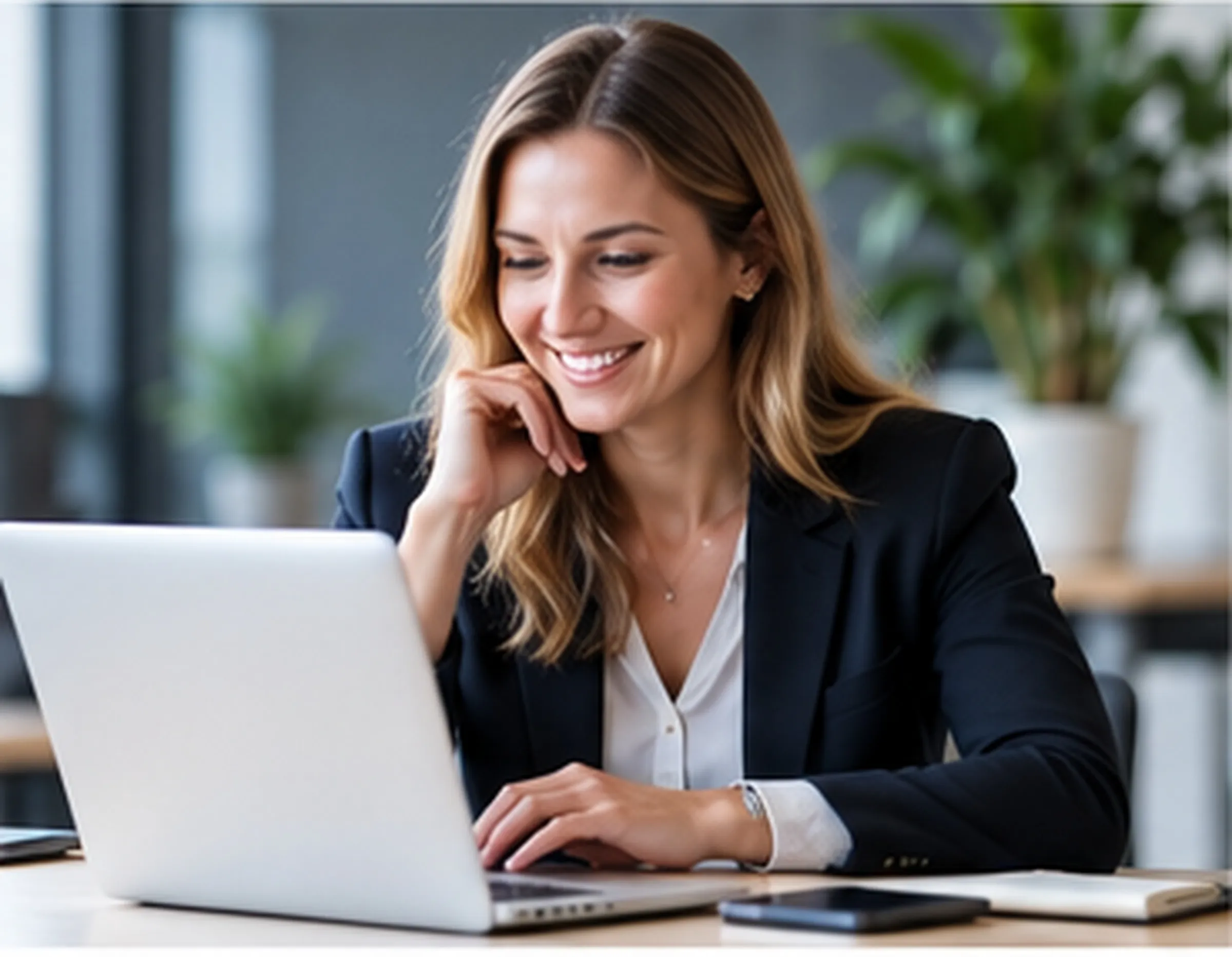 A woman working on a laptop