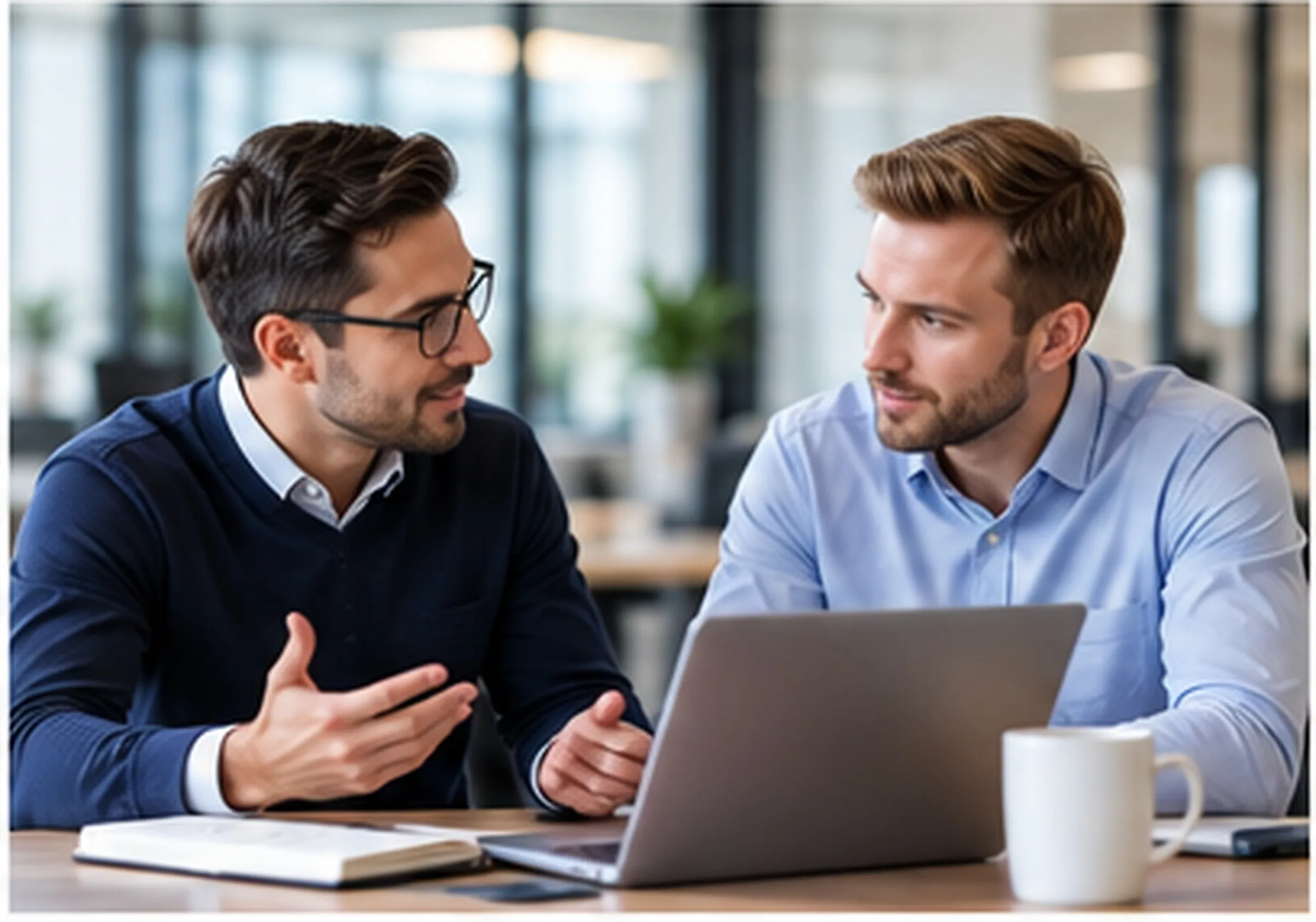 Two colleagues in discussion